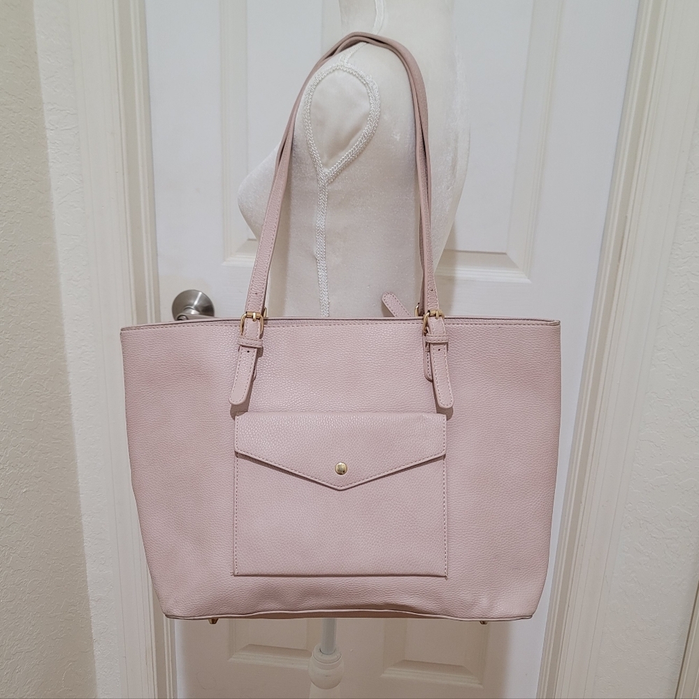 Madison West Pink Vegan Leather Large Tote Bag
